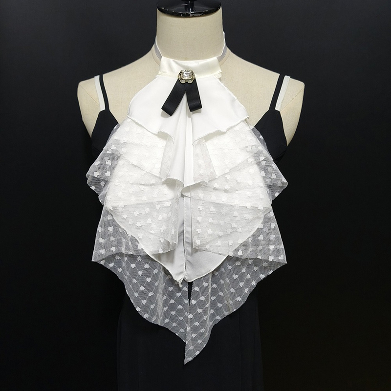 Shirts - White Lace Layered Detachable fake Collar