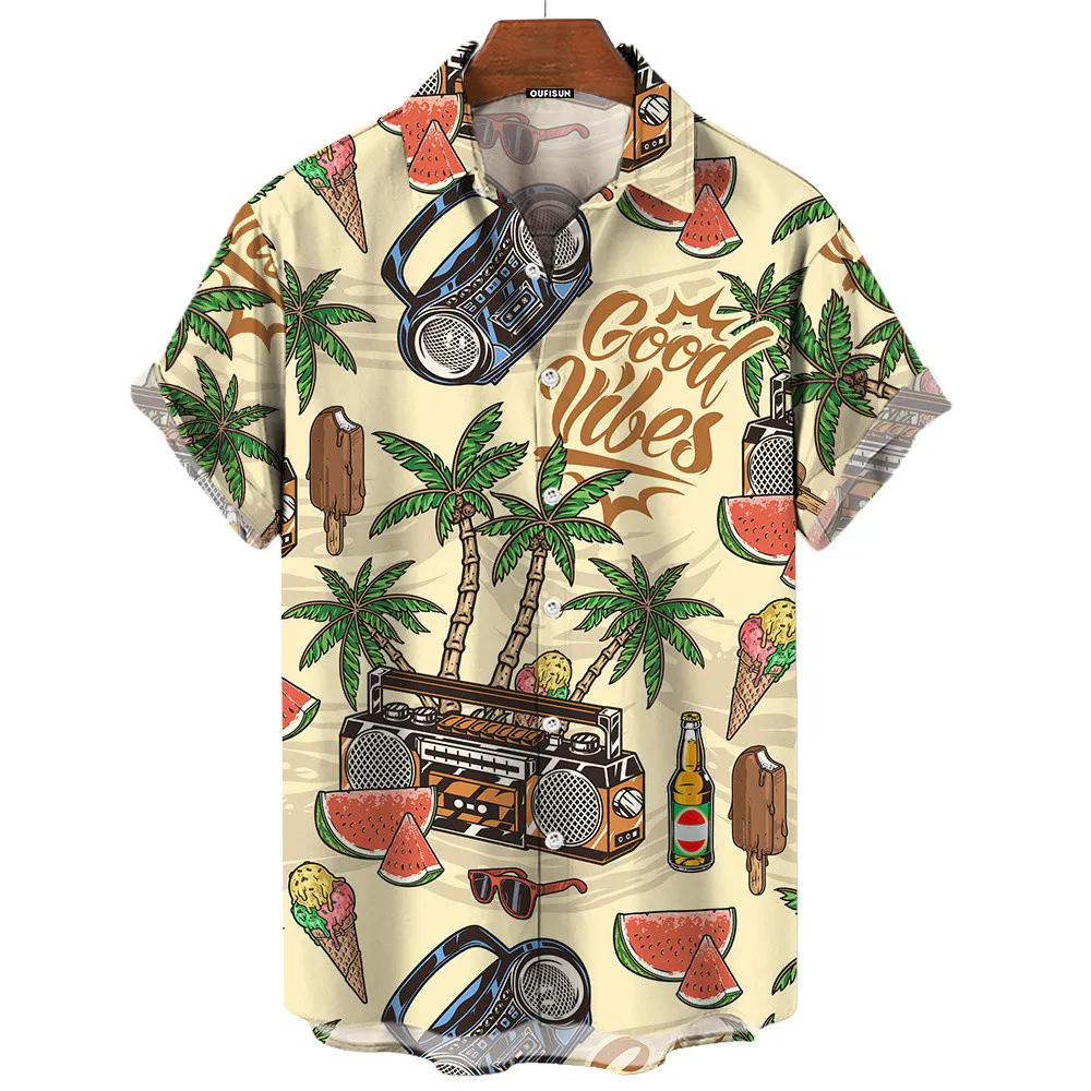 Men Retro Summer Good Vibes Ha - Vintage Hawaiian Floral Shirt review and price
