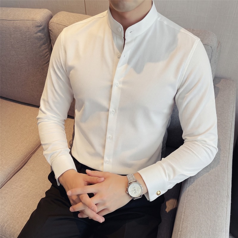 Men's Mandarin Collar Long Sle - Mandarin Collar Formal Shirt Slim Fit review and price