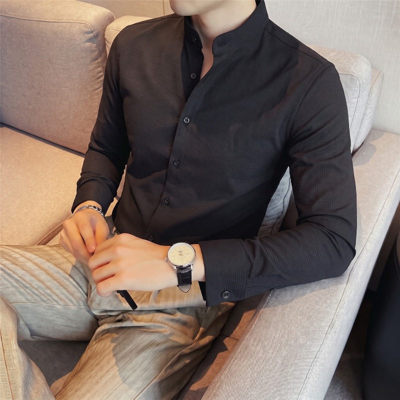 Men's Mandarin Collar Long Sle - Mandarin Collar Formal Shirt Slim Fit review and price