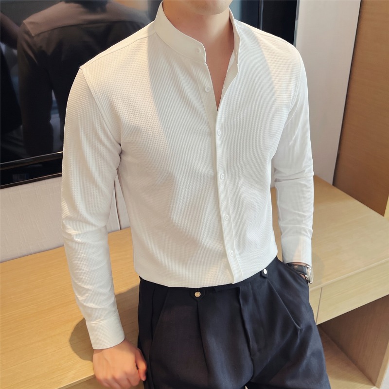 Men's Mandarin Collar Long Sle - Mandarin Collar Formal Shirt Slim Fit review and price