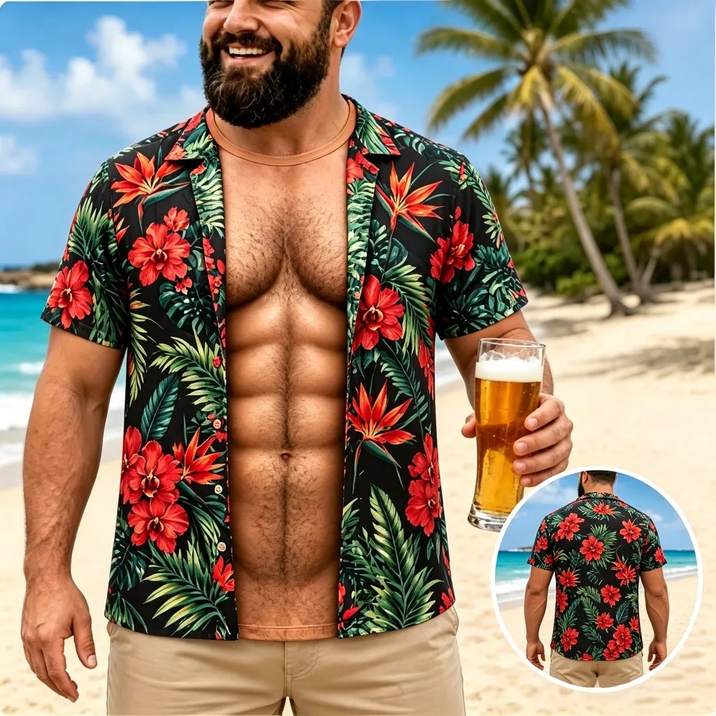 New Men's Hawaiian Shirt Short - Vintage Hawaiian Floral Shirt review and price