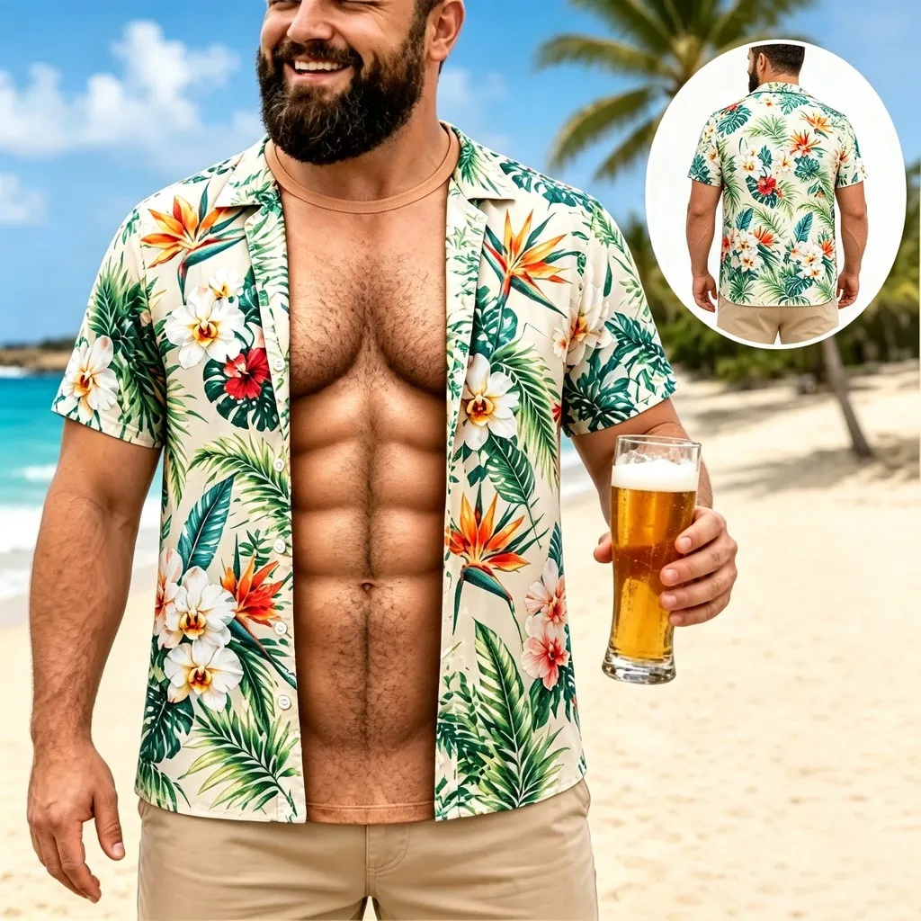 New Men's Hawaiian Shirt Short - Vintage Hawaiian Floral Shirt review and price